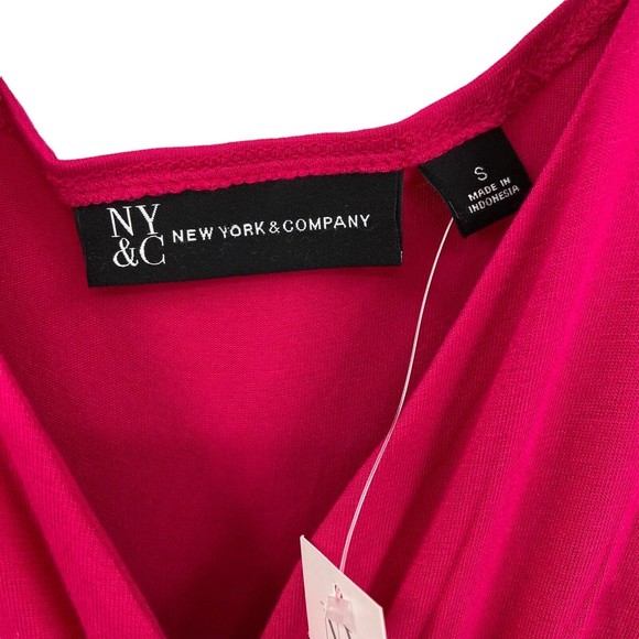 NY&C Maxi Dress Size Small Pink Jersey Sleeveless Faux Wrap Ruched V-Neck NWT - Picture 5 of 8